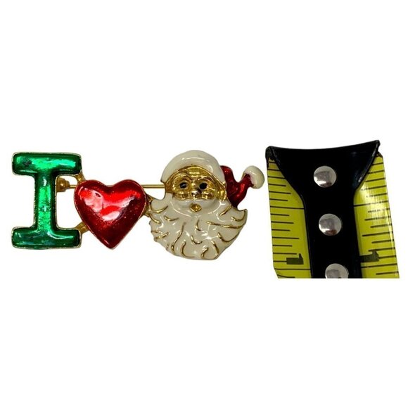 Santa Claus Brooch Vintage Brooch Red White Green Enamel Signed SFJ Number 0190 - Picture 11 of 12